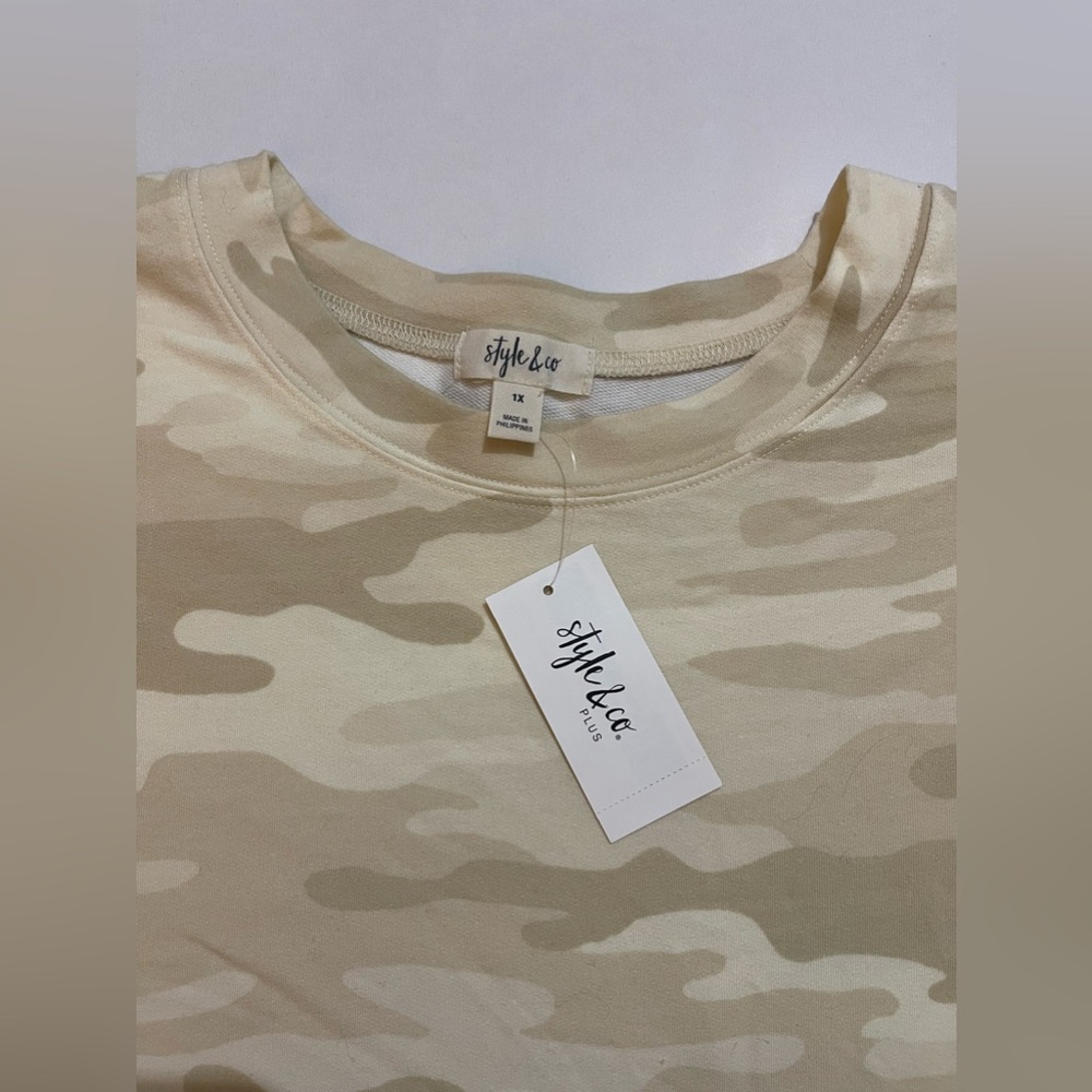 NWT STYLE CO PLUS SIZE CAMO-PRINT FRENCH CAMO NEUTRAL - XL